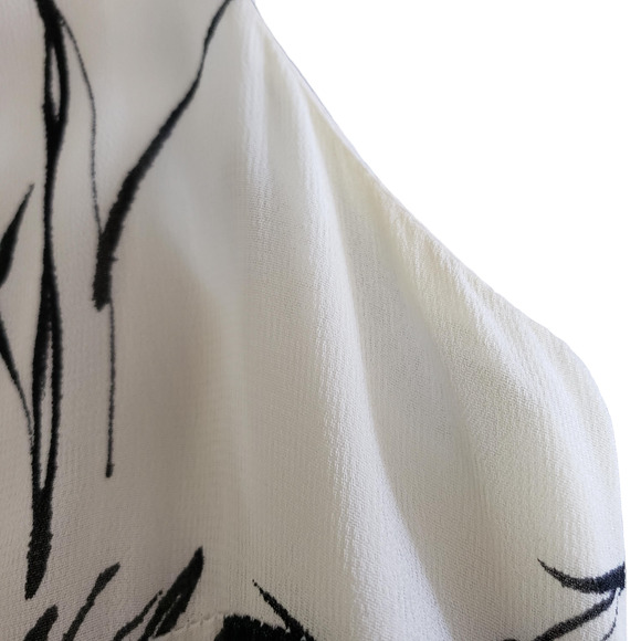 Louben Midi Shift Dress Size 10 Cream/Black Sleeveless Floral Crepe Lined - Picture 10 of 11